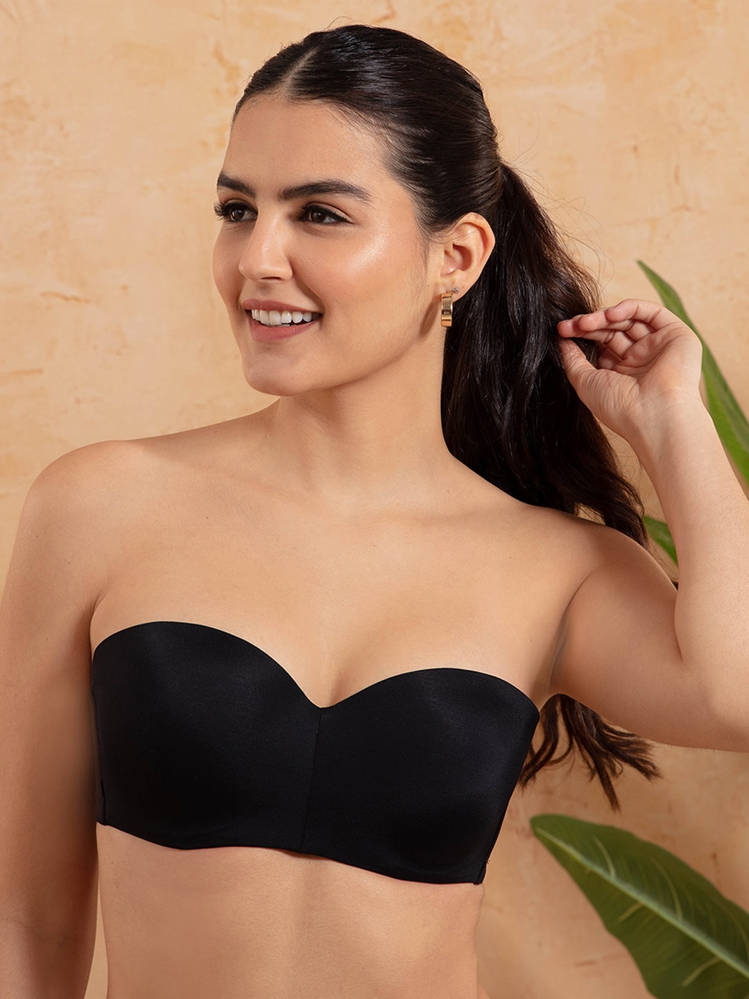 

NYKD Solid Cotton Padded Wired The Ultimate Strapless Bra NYB027, Black