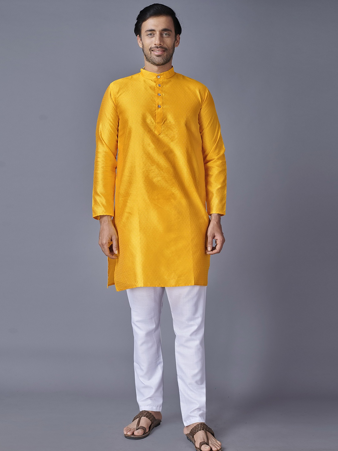 

Fashion FRICKS Men Yellow Kurta with Pyjamas
