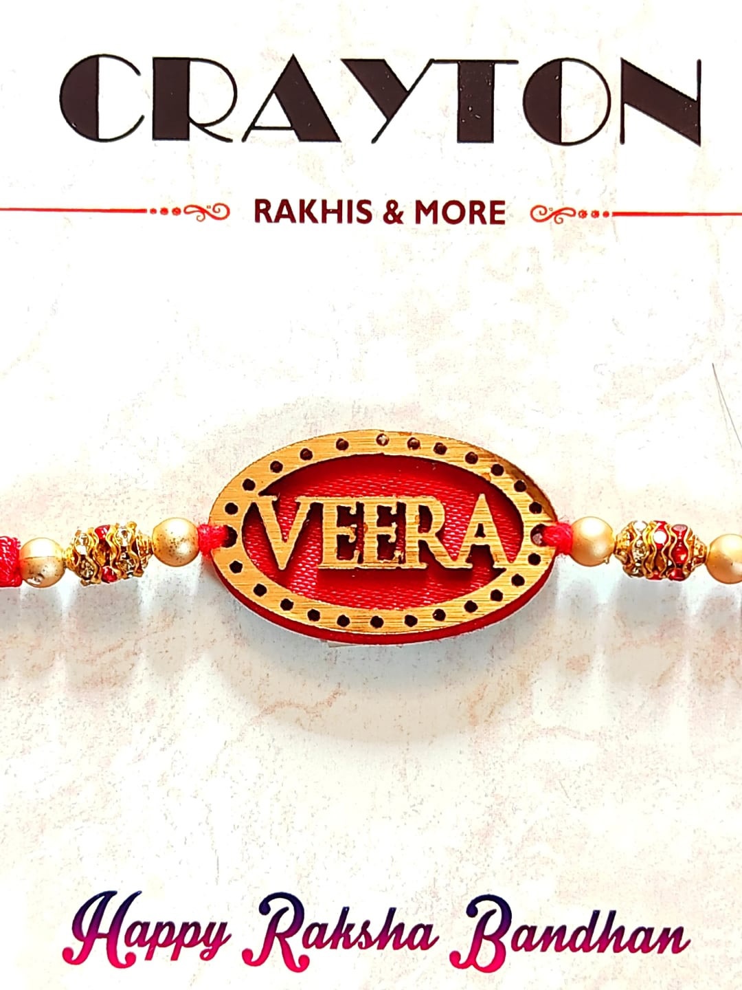

CRAYTON Men Maroon & Yellow Stone Studded & Beaded Veera Rakhi
