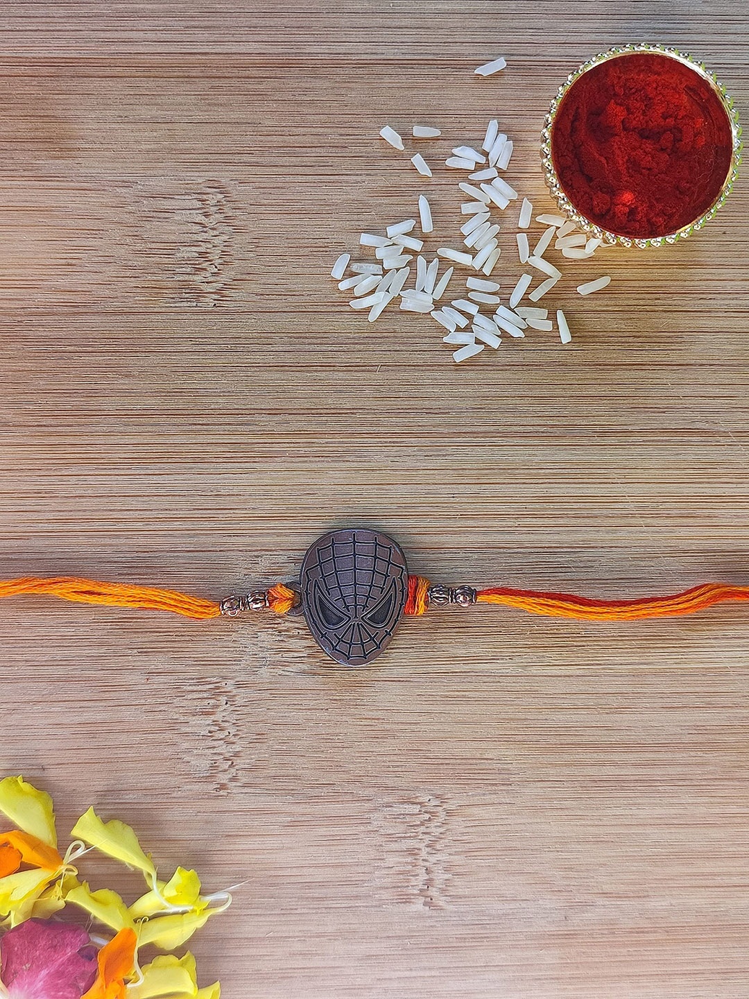 

CRAYTON Men Grey & Orange Spiderman Detailing Rakhi