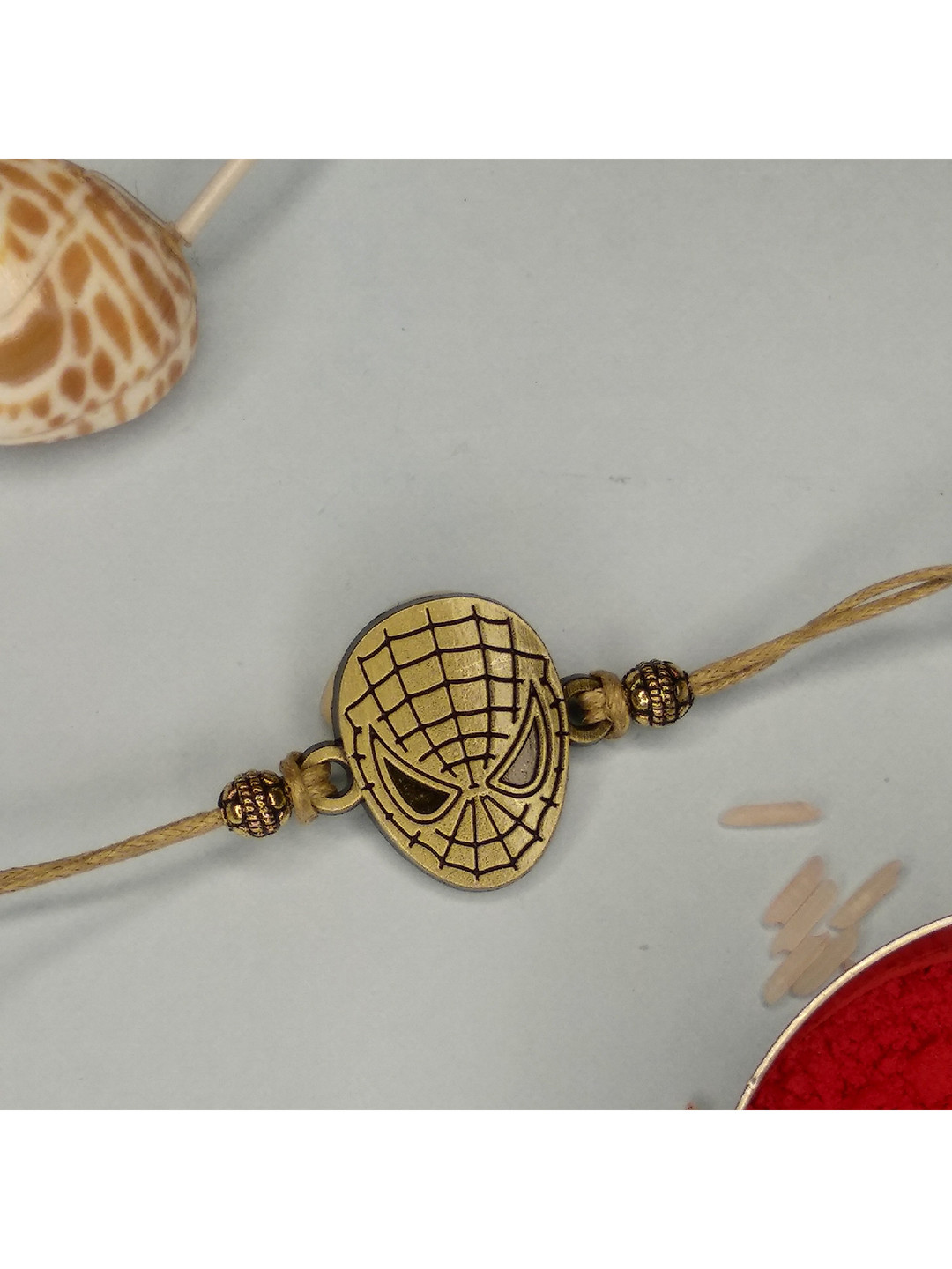 

CRAYTON Men Gold-Toned Spiderman Embedded Rakhi