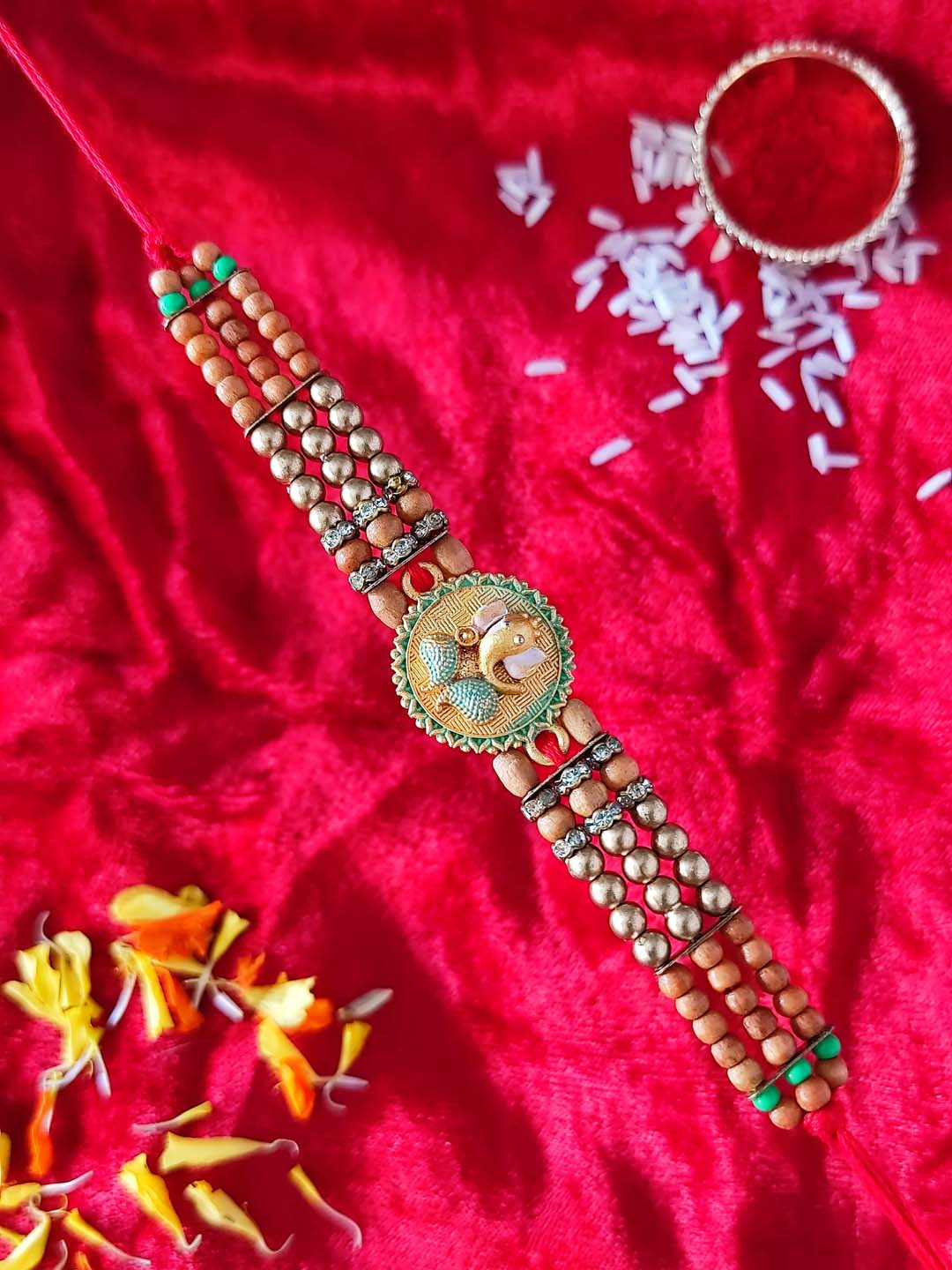 

CRAYTON Men Gold-Toned Beaded Rakhi