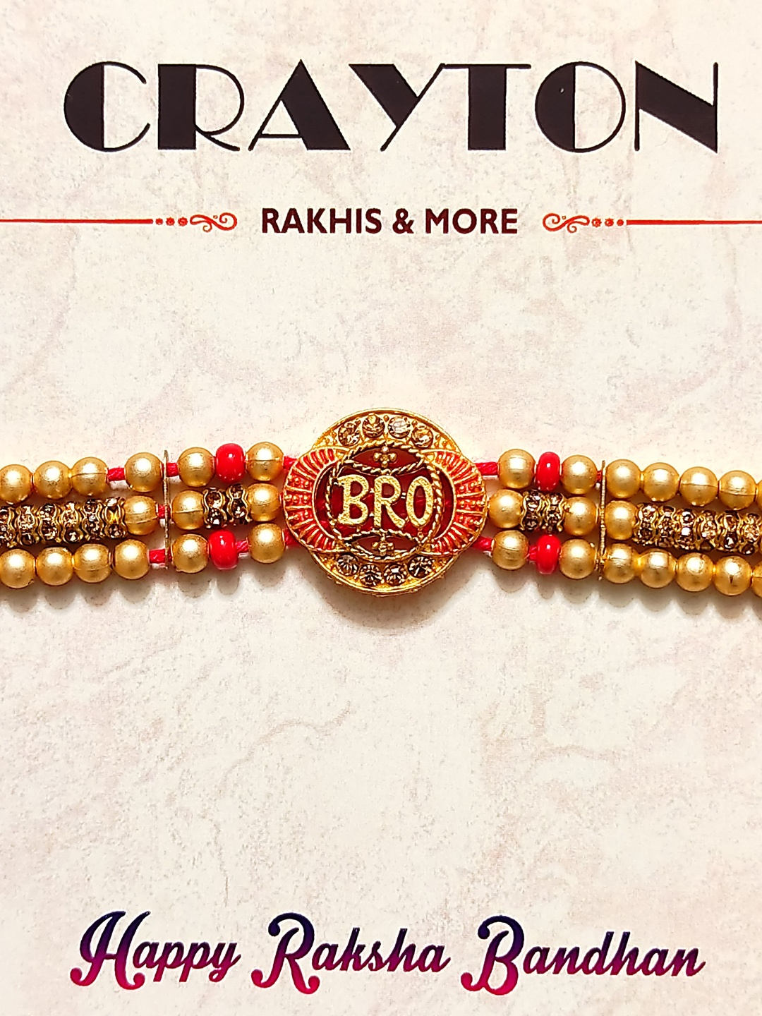 

CRAYTON Red & Gold-Toned Beaded Bro Rakhi With Roli Chawal
