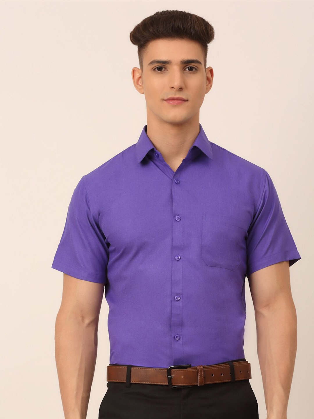 

JAINISH Men Purple Classic 100%Cotton Formal Shirt