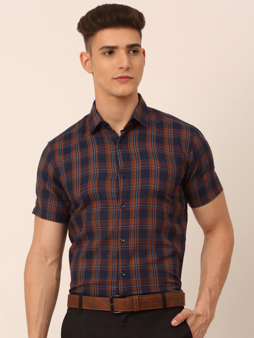 

JAINISH Men Orange Classic Regular Fit Tartan Checked Casual Shirt