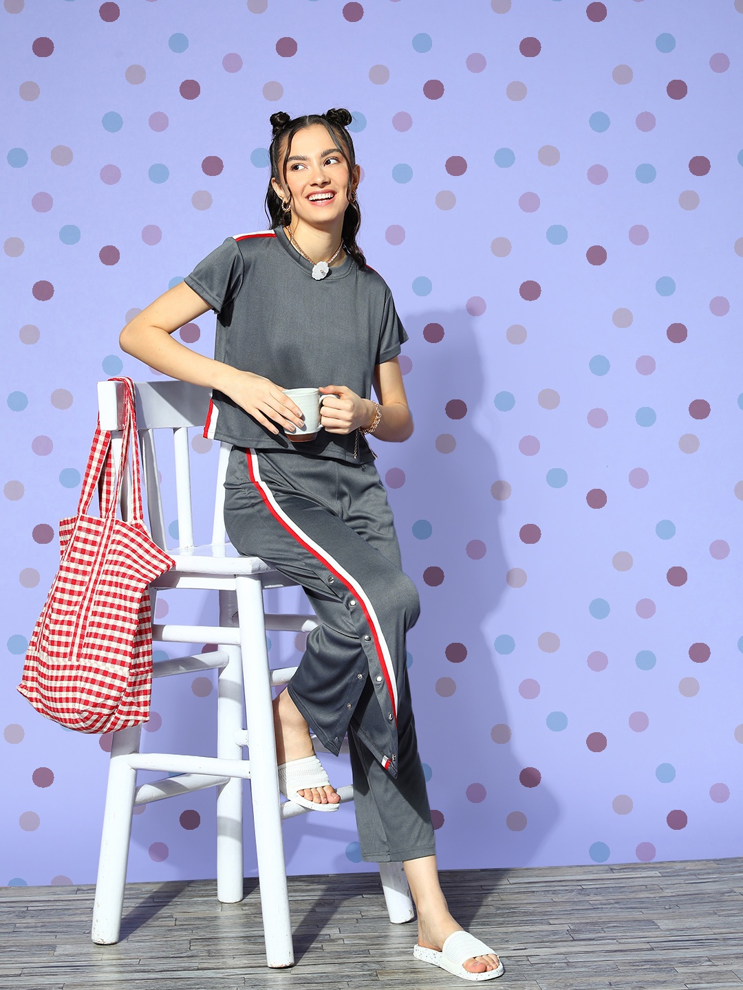 

Bannos Swagger Women Grey Solid Workleisure Set