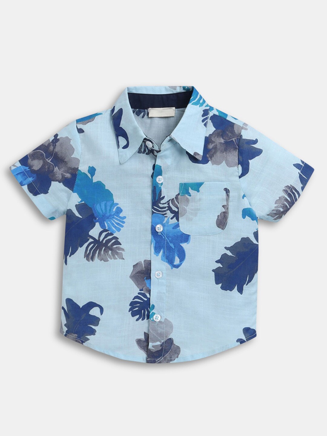 

Hopscotch Boys Blue Floral Printed 100%Cotton Casual Shirt