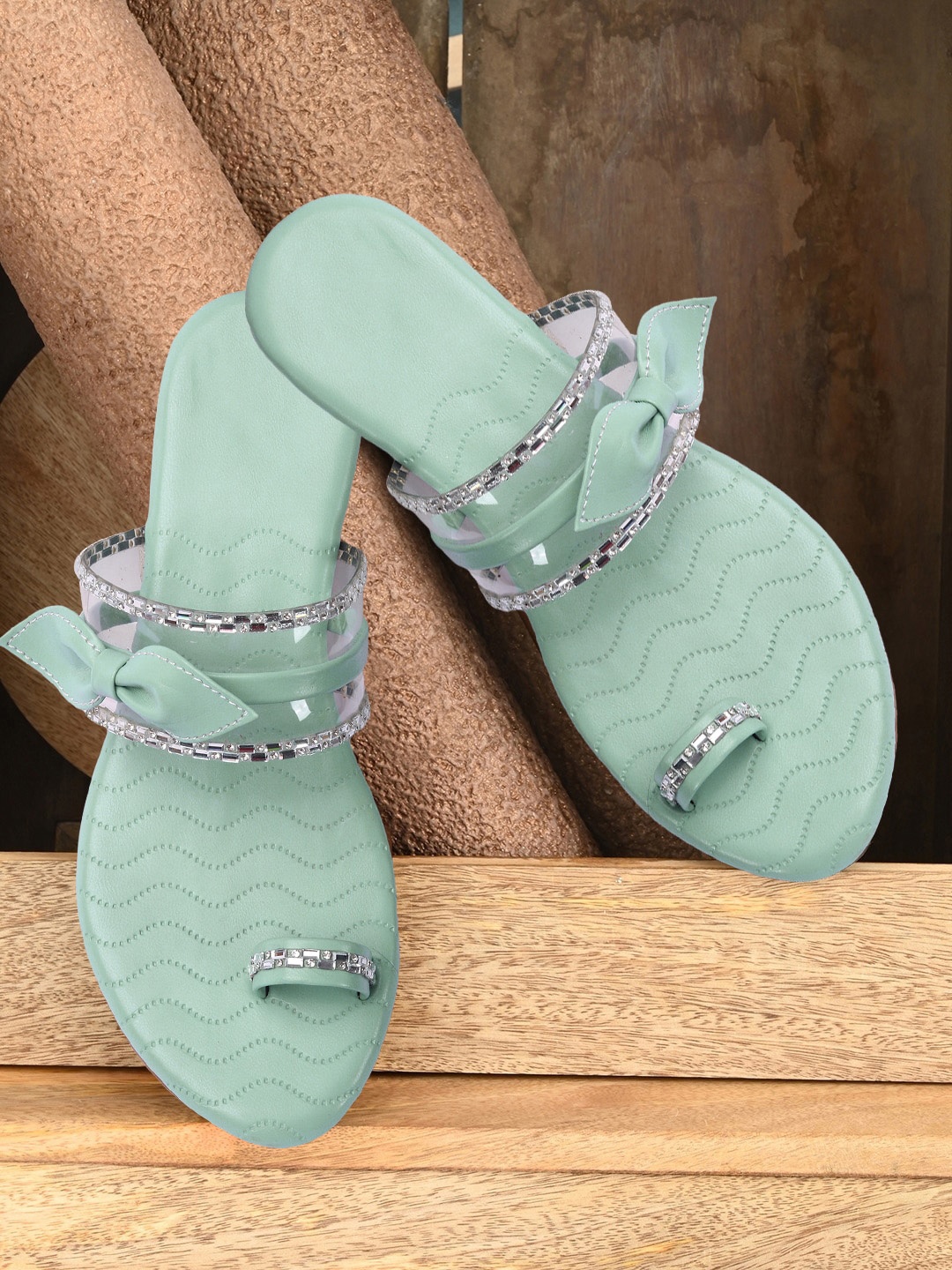 

FASHIMO Women Green Bows Flats