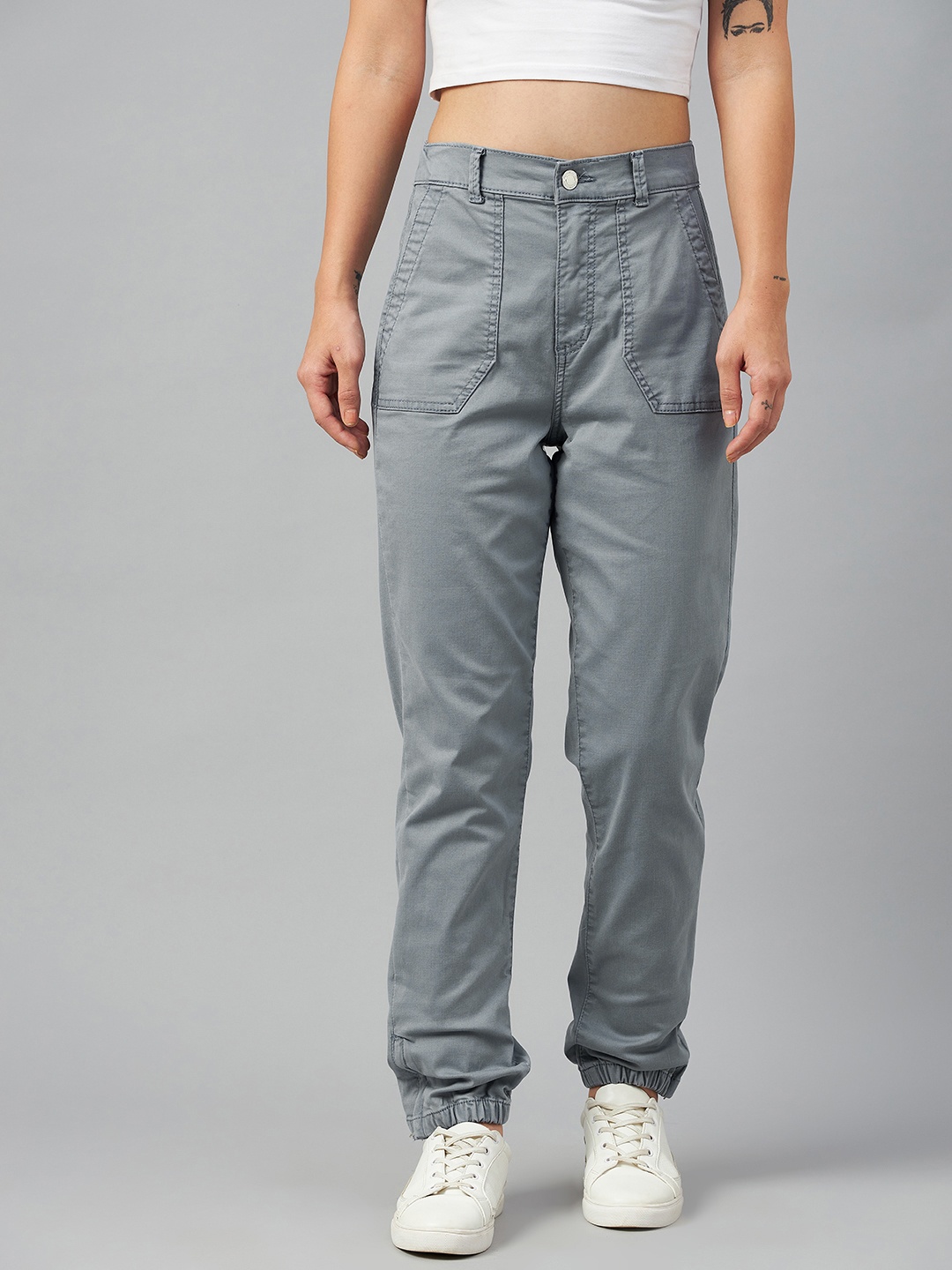 

Marks & Spencer Women Blue High-Rise Joggers Trousers