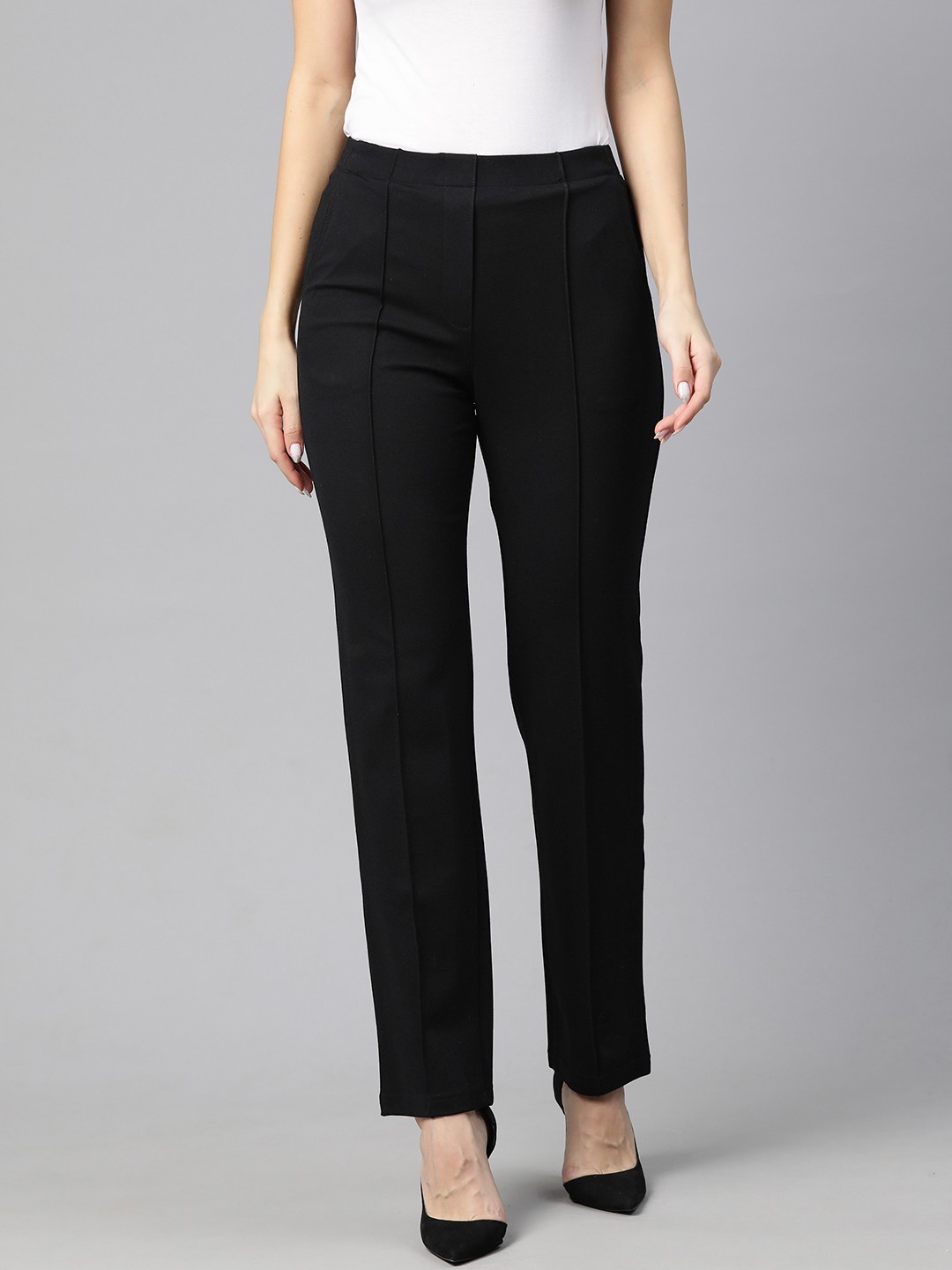 

Marks & Spencer Women Pleated Formal Trousers, Black