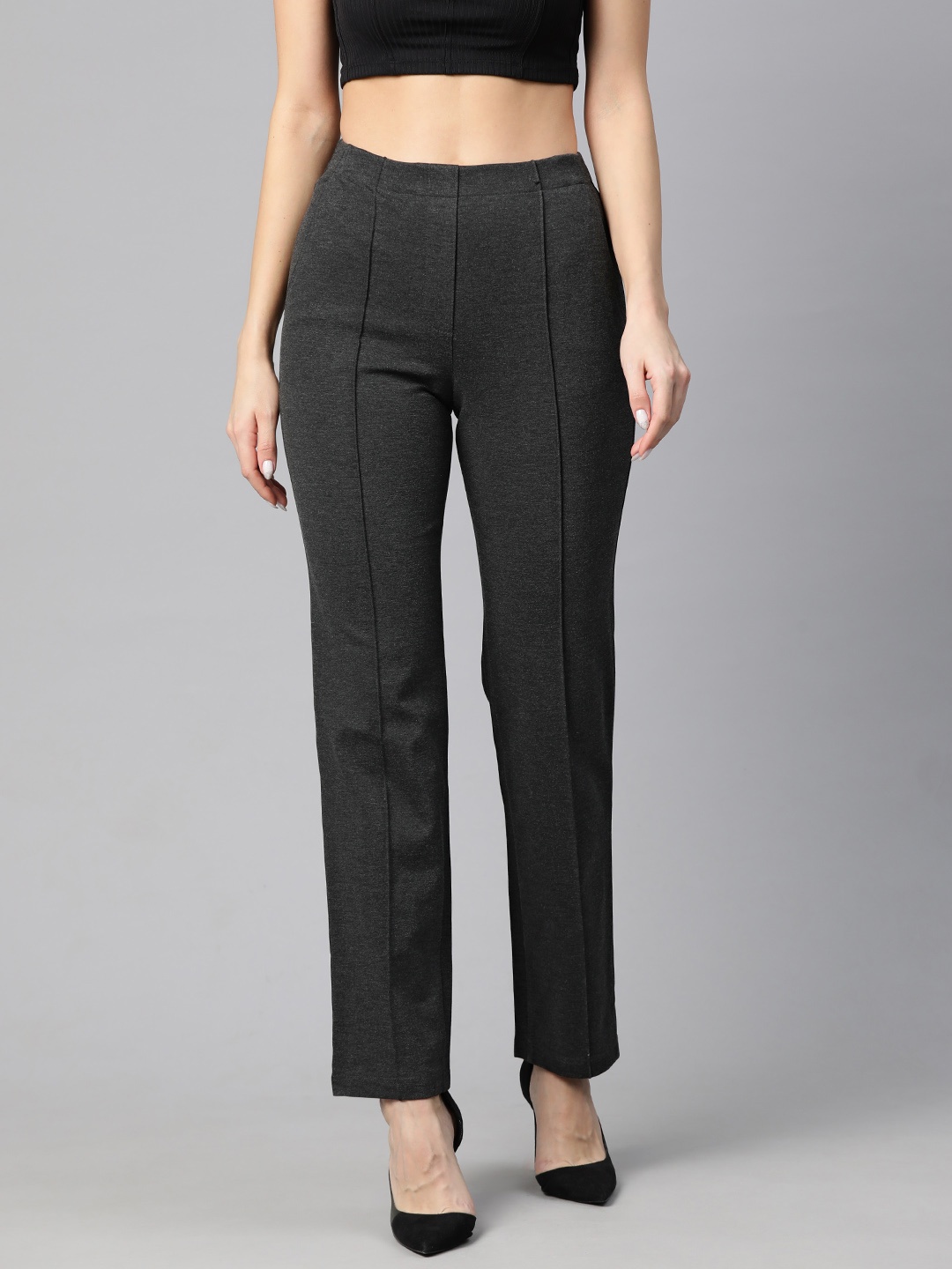 

Marks & Spencer Women Pleated Formal Trousers, Charcoal