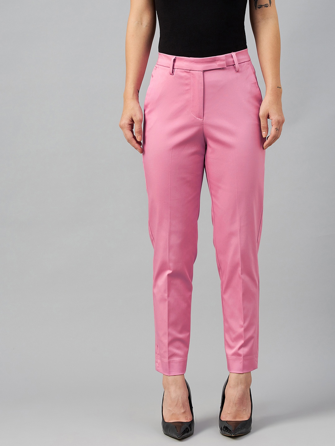 

Marks & Spencer Women Pink High-Rise Trousers