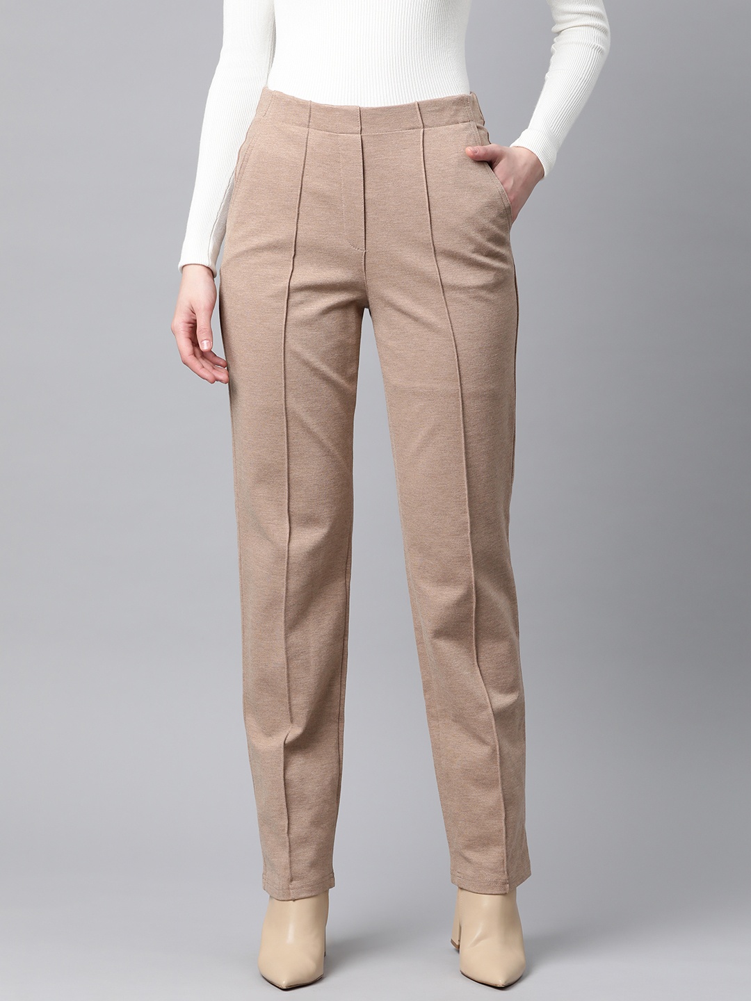 Marks & Spencer High-Rise Trousers, Beige