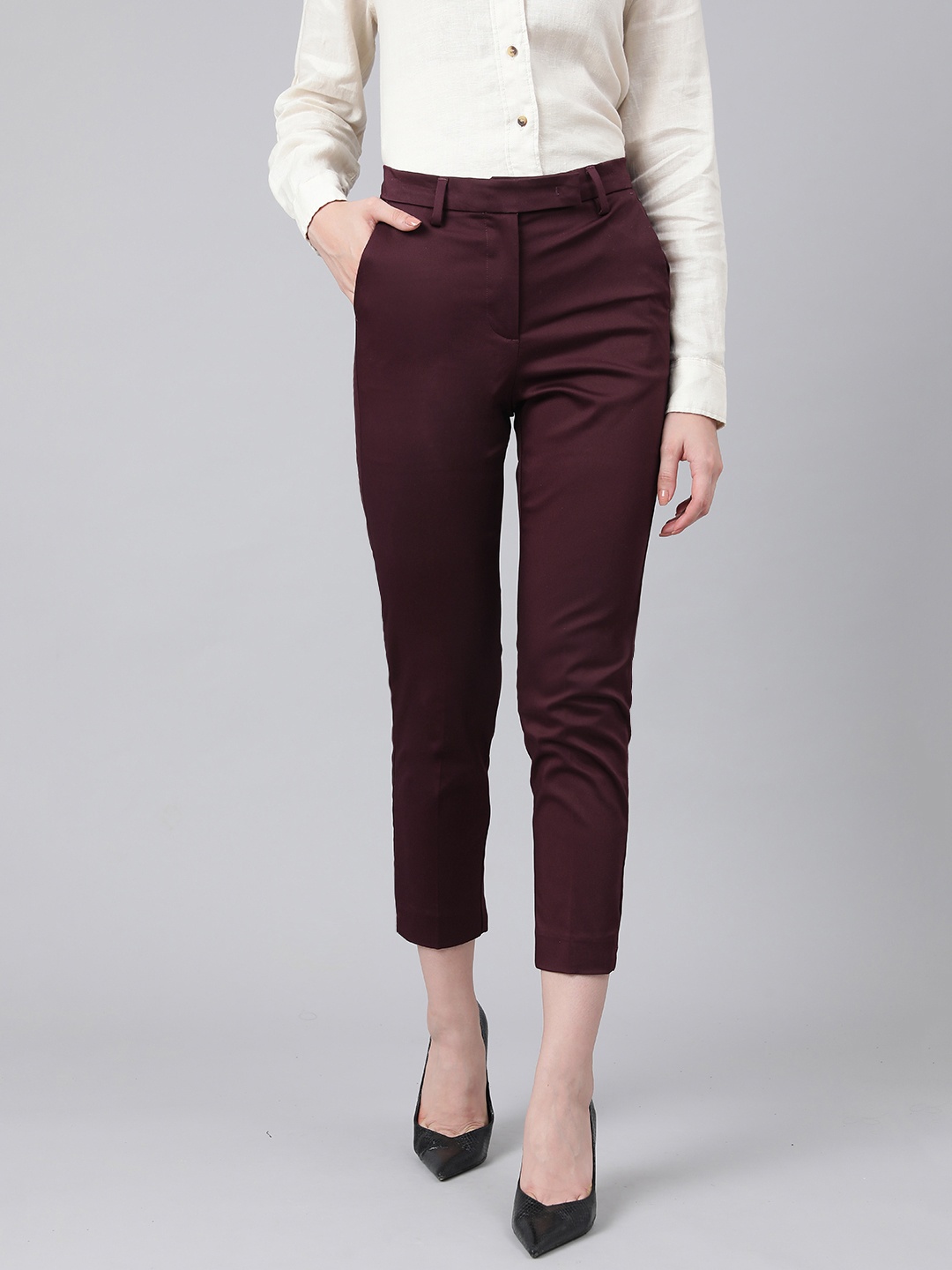 

Marks & Spencer Women Maroon Cigarette Trousers