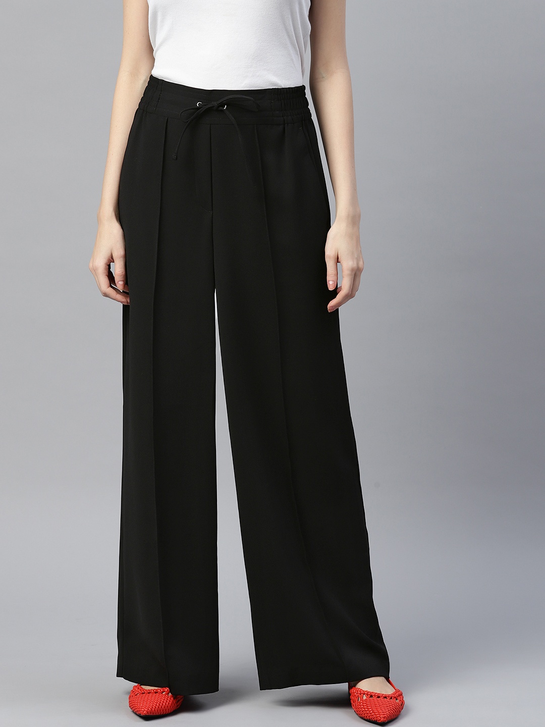

Marks & Spencer Women Black High-Rise Trousers