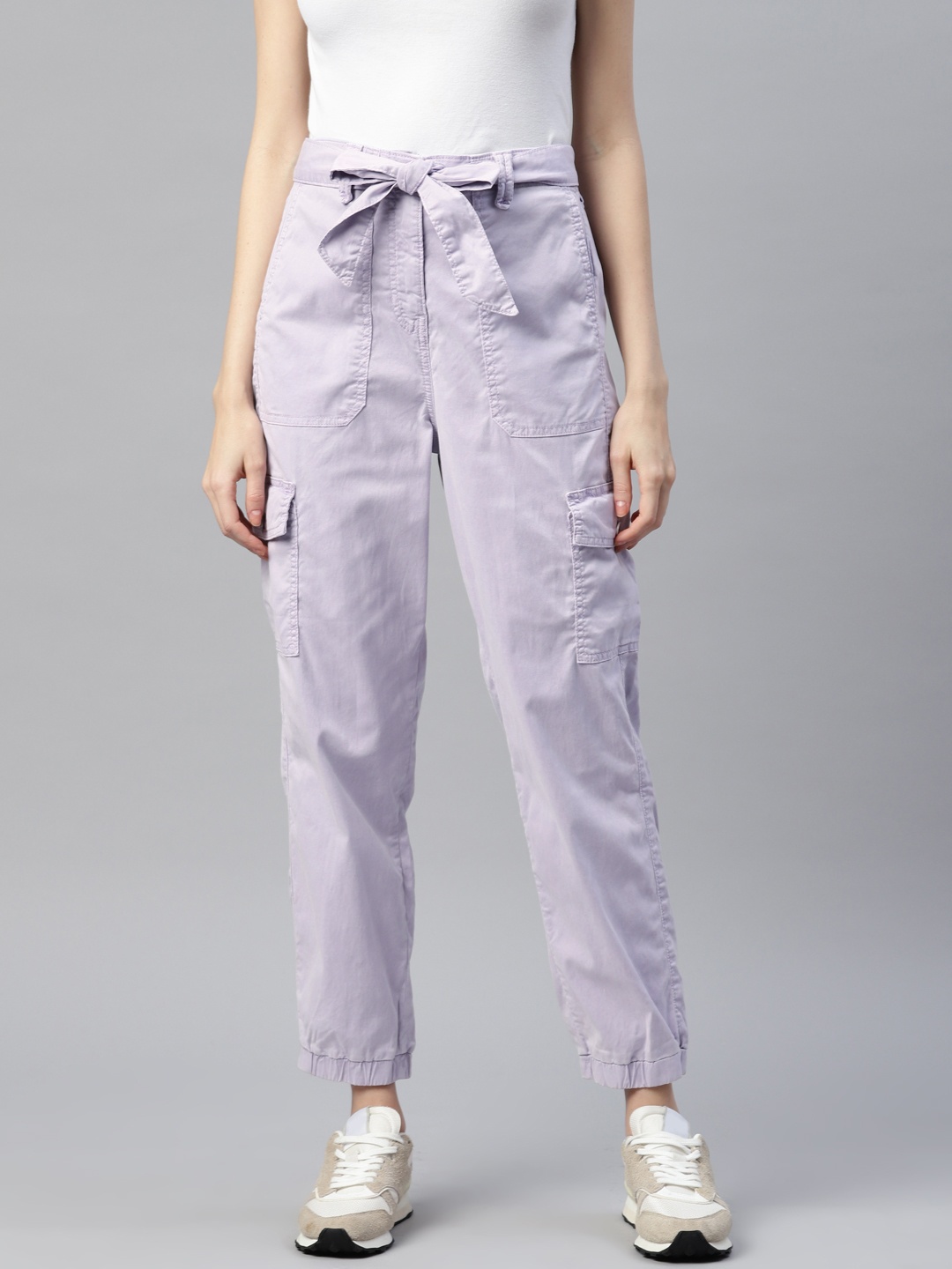 

Marks & Spencer Women High-Rise Cargos Trousers, Lavender
