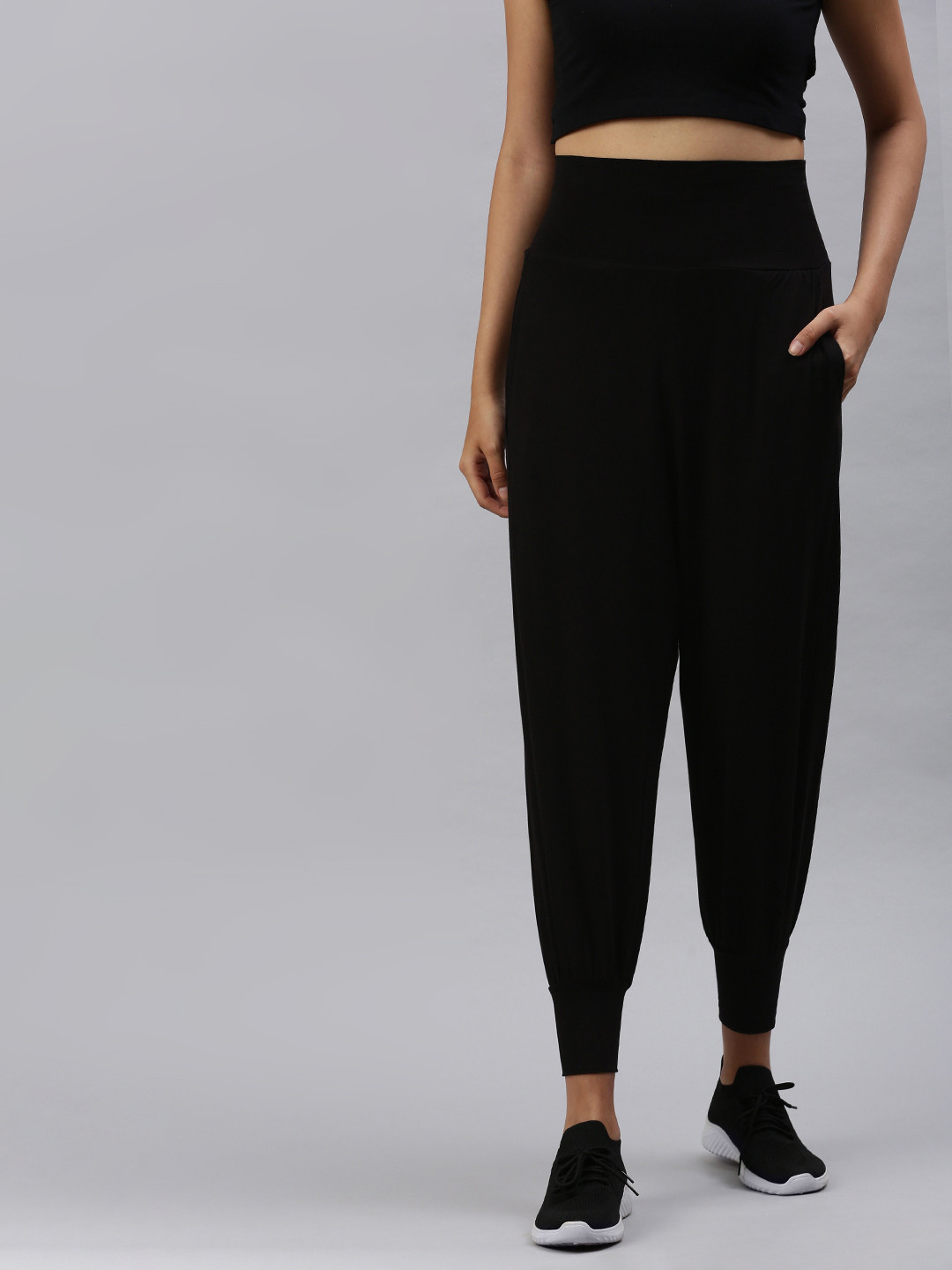 

Marks & Spencer Women Black Solid High-Rise Pleated Harem Pants