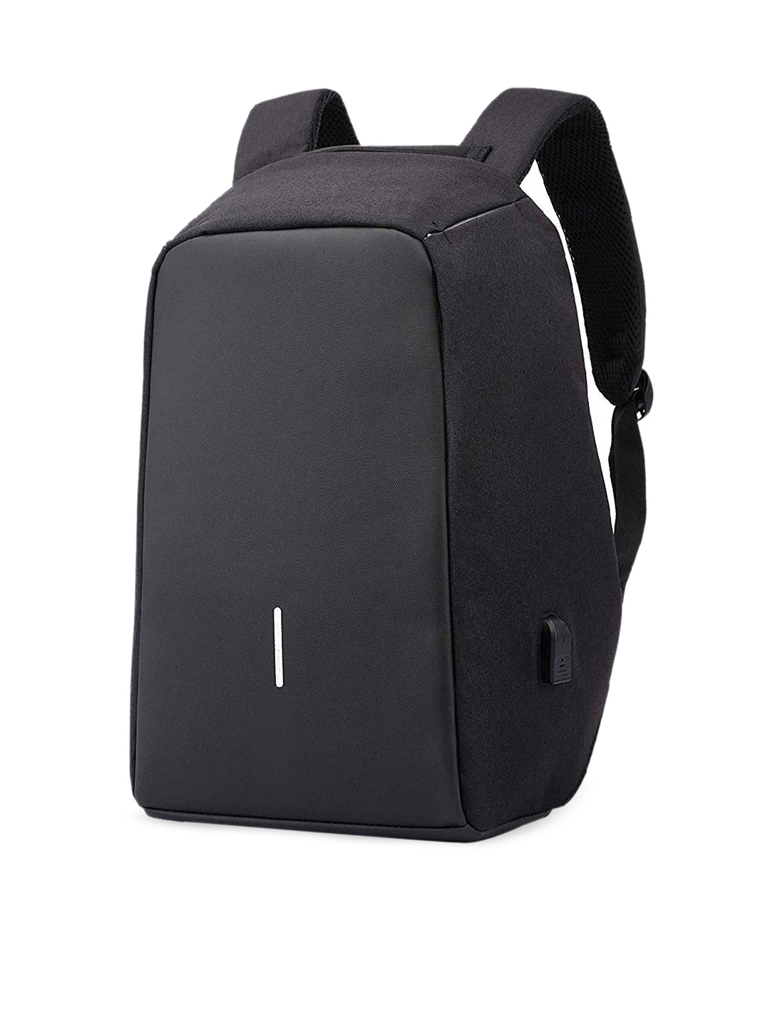 

Awestuffs Unisex Black Brand Logo Backpack with Anti-Theft