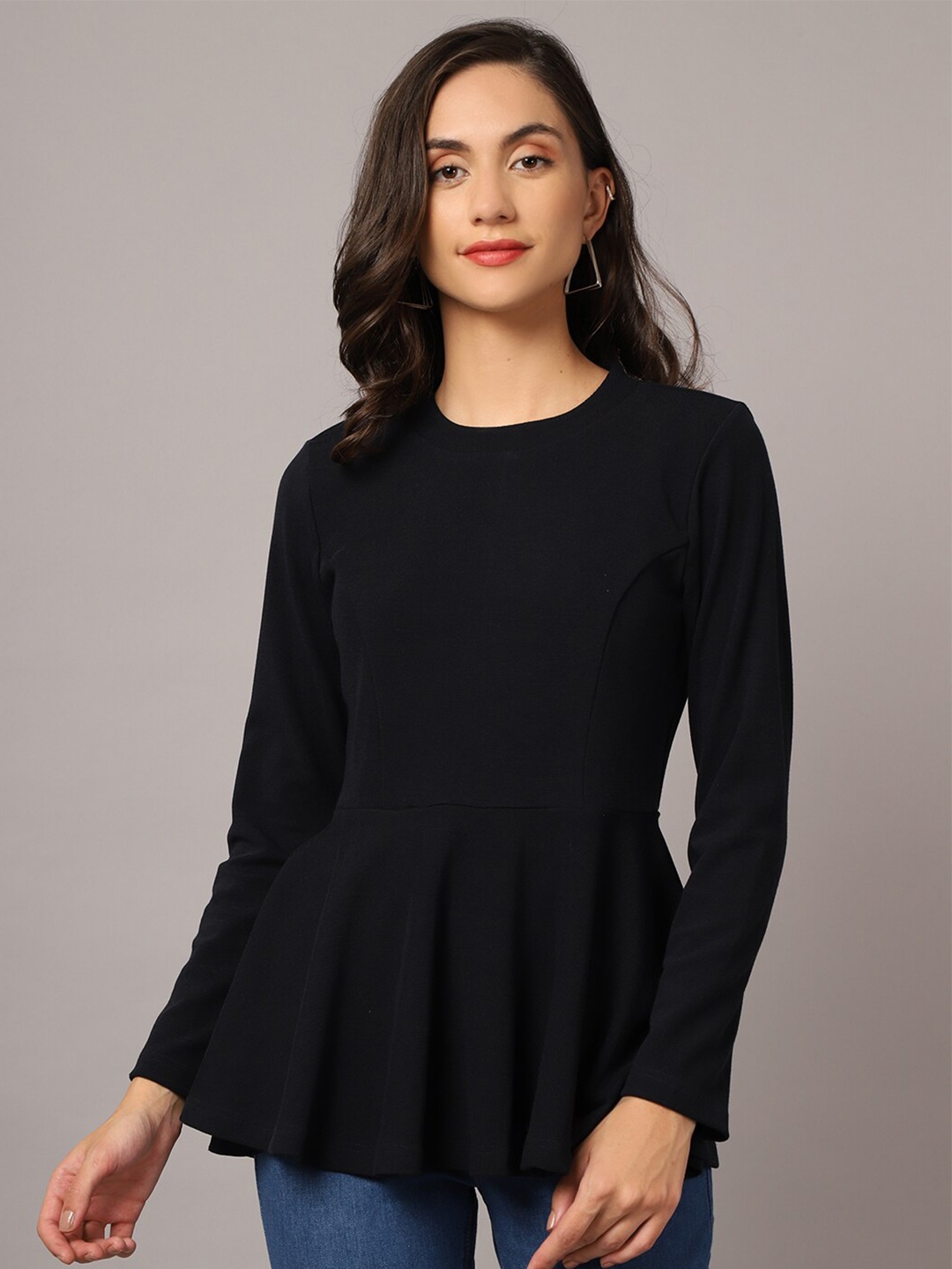 

Crozo By Cantabil Navy Blue Peplum Top