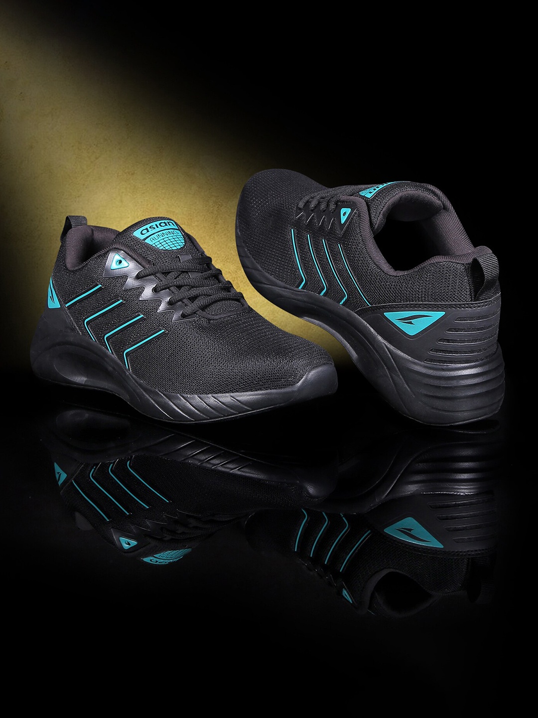 

ASIAN Men Black Mesh Running Non-Marking Shoes