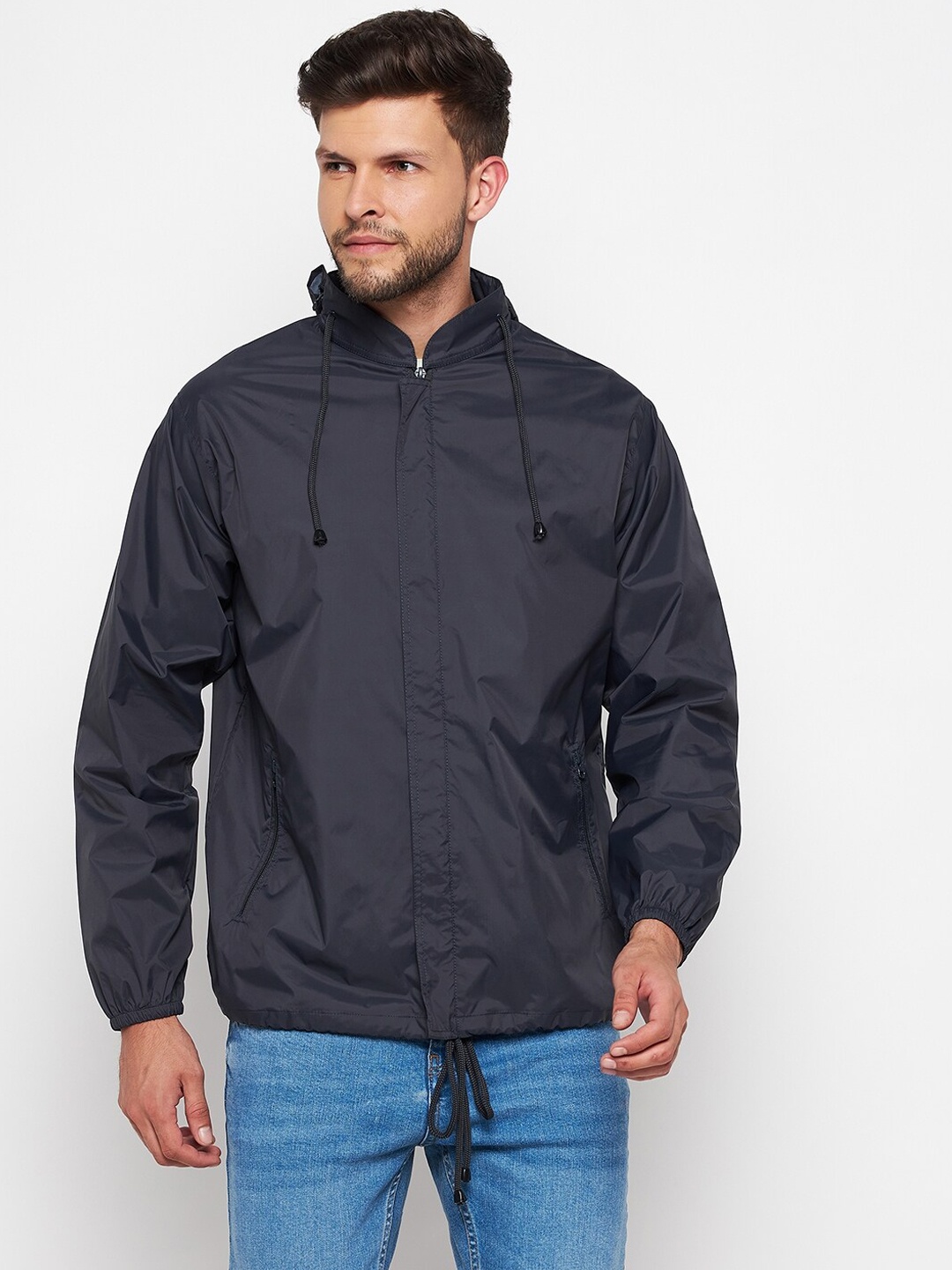 

Okane Men Navy Blue Windcheater and Water Resistant Sporty Jacket