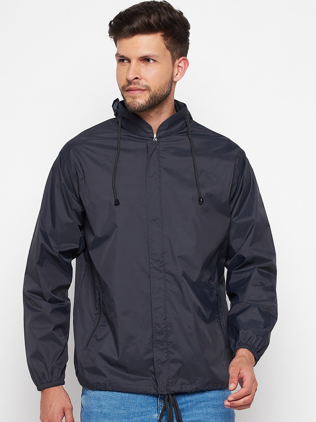 

Okane Men Navy Blue Windcheater and Water Resistant Sporty Jacket