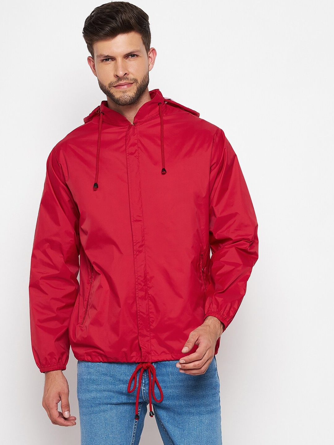 

Okane Men Red Windcheater and Water Resistant Sporty Jacket