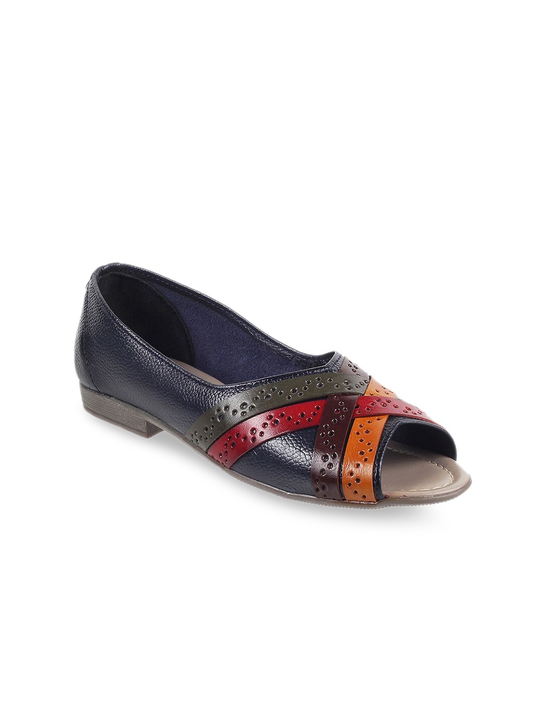 

WALKWAY by Metro Women Blue Colourblocked Laser Cuts Flats
