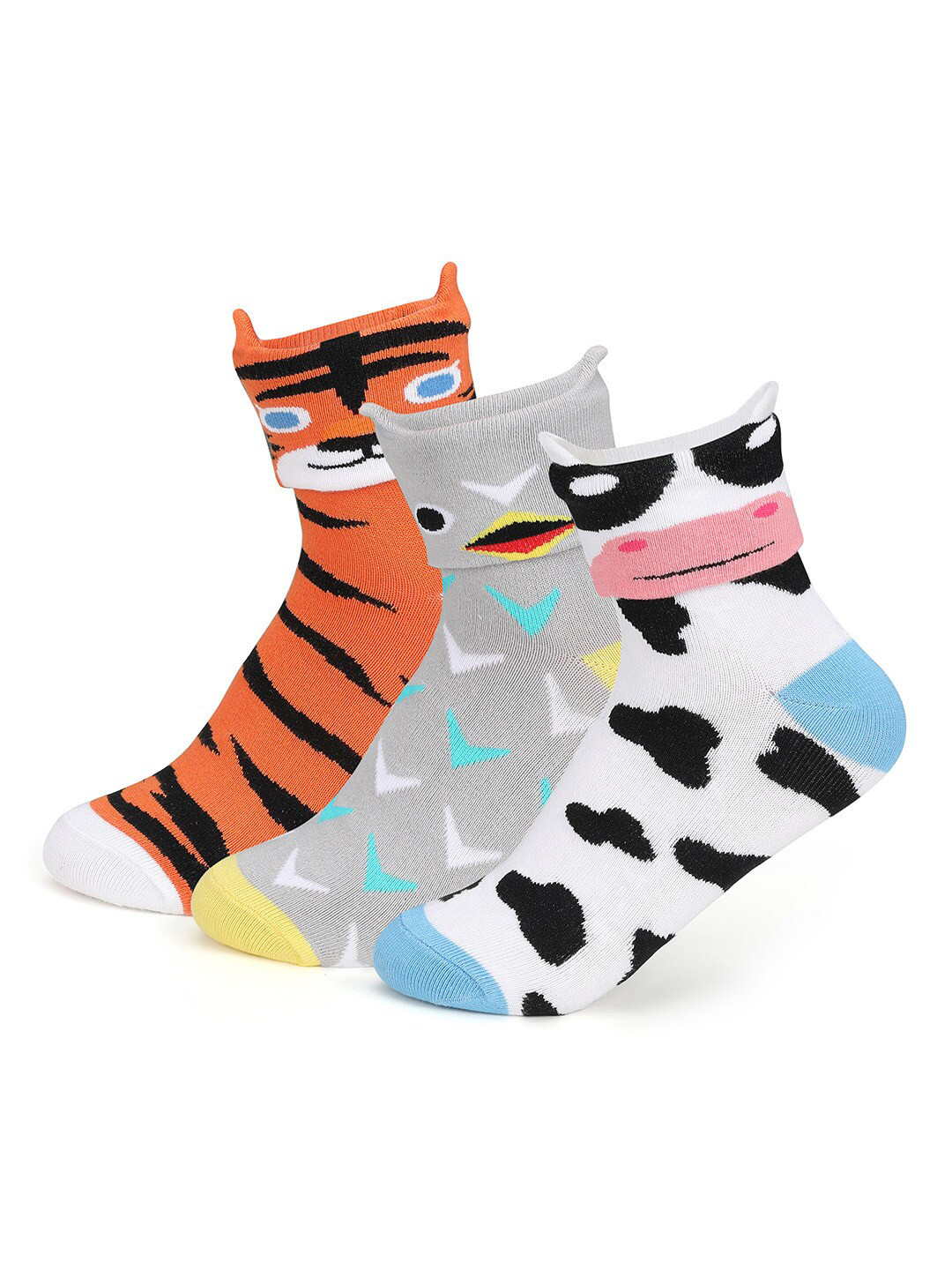 

Supersox Kids Pack Of 3 ankle length Patterned Socks, Orange