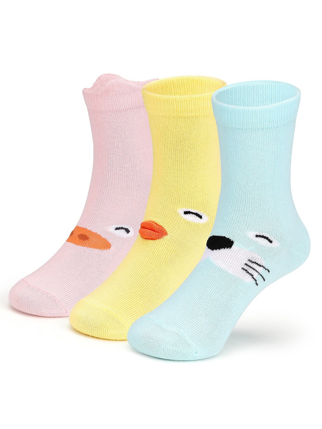 

Supersox Kids Pack of 3 Pink & Yellow Patterned Ankle-Length Socks