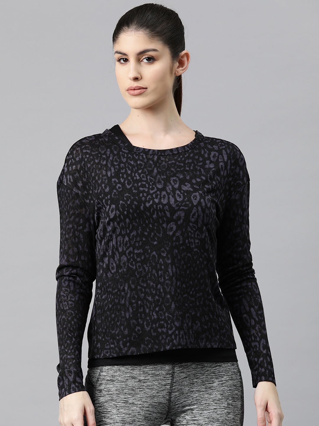 

Marks & Spencer Abstract Printed Top with Camisole, Black
