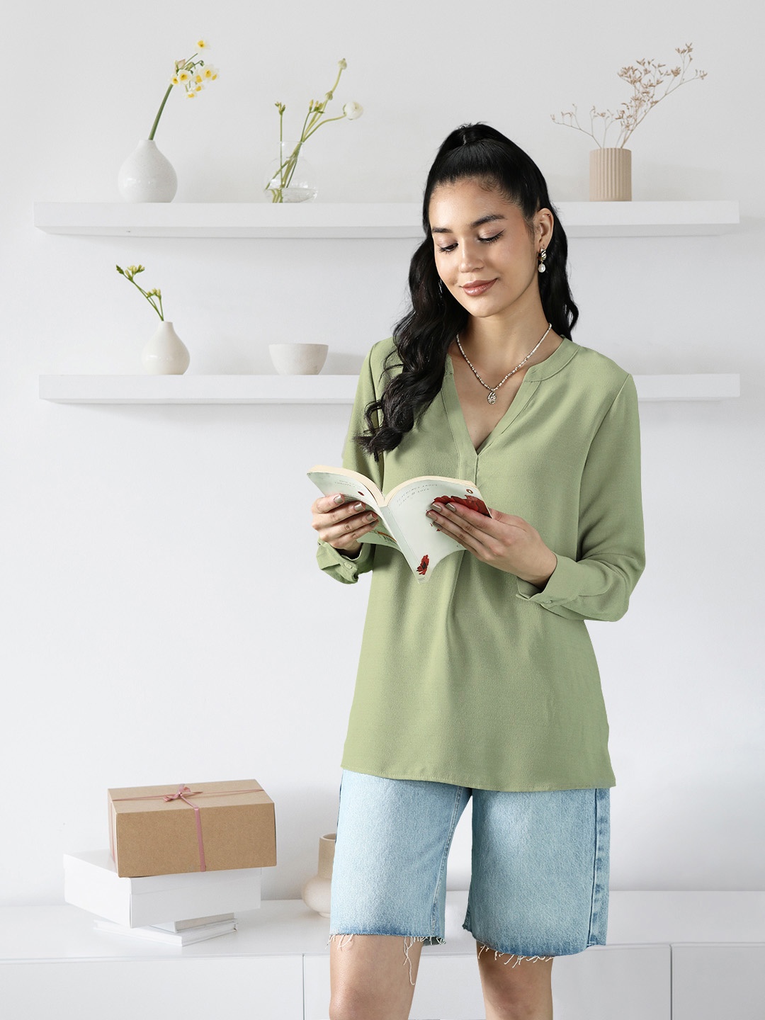 

Marks & Spencer Olive Green Solid Top