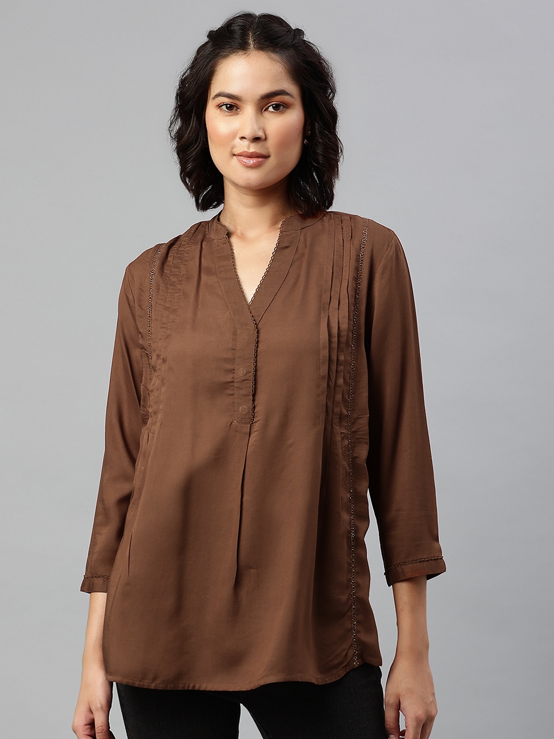 

Marks & Spencer Brown Solid Shirt Style Top