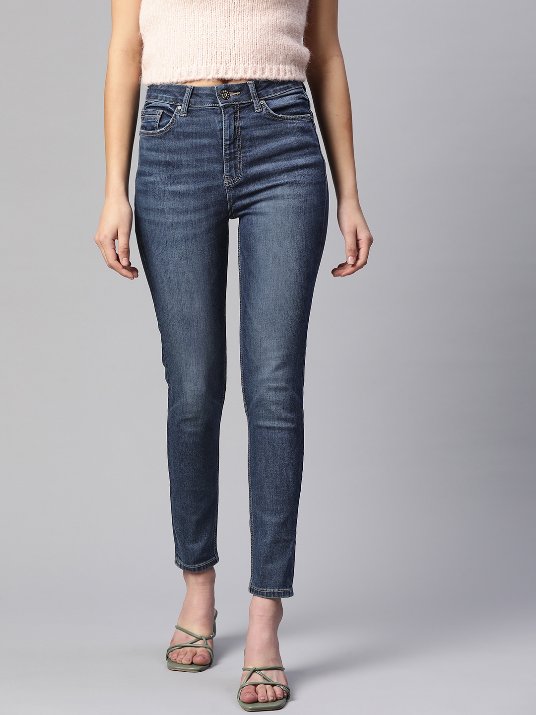 

Marks & Spencer Women Blue Skinny Fit High-Rise Light Fade Stretchable Jeans