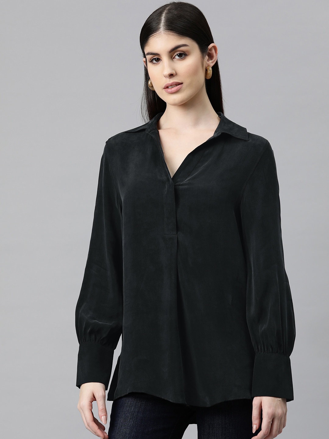 

Marks & Spencer Solid Casual Shirt, Black