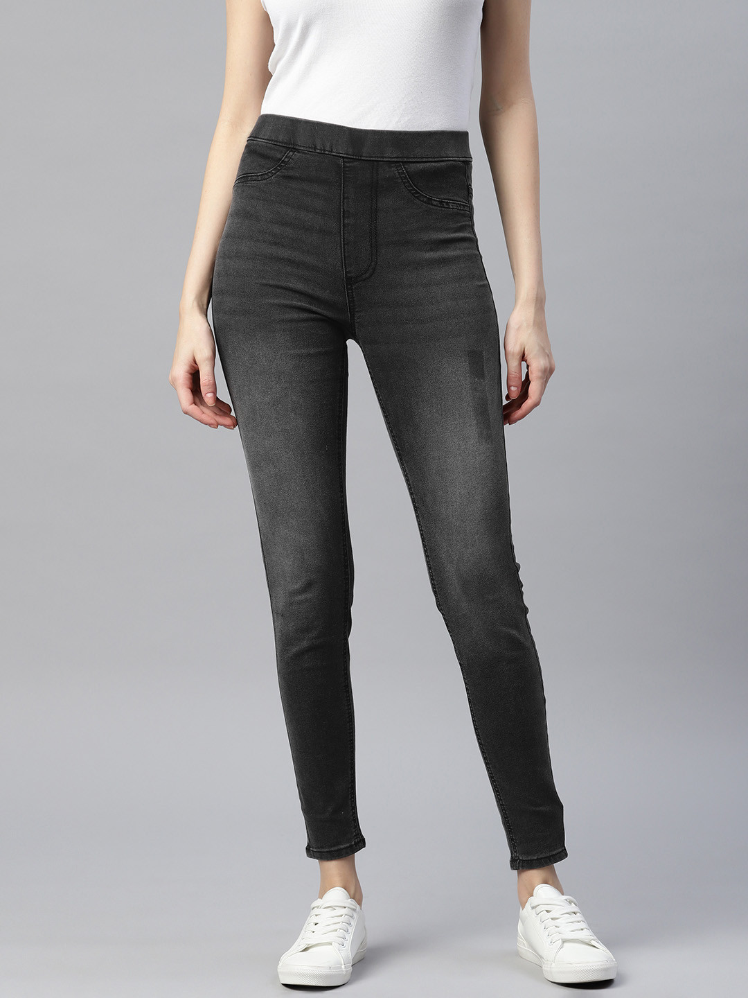 

Marks & Spencer Women Skinny Fit Light Faded Jeggings, Charcoal