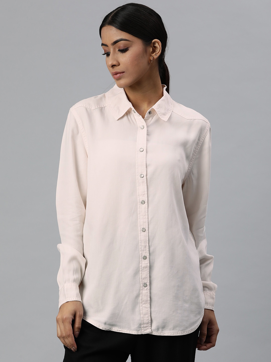 

Marks & Spencer Women Off White Casual Shirt