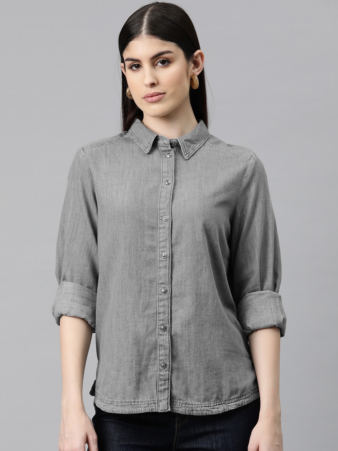 

Marks & Spencer Pure Cotton Denim Casual Shirt, Grey