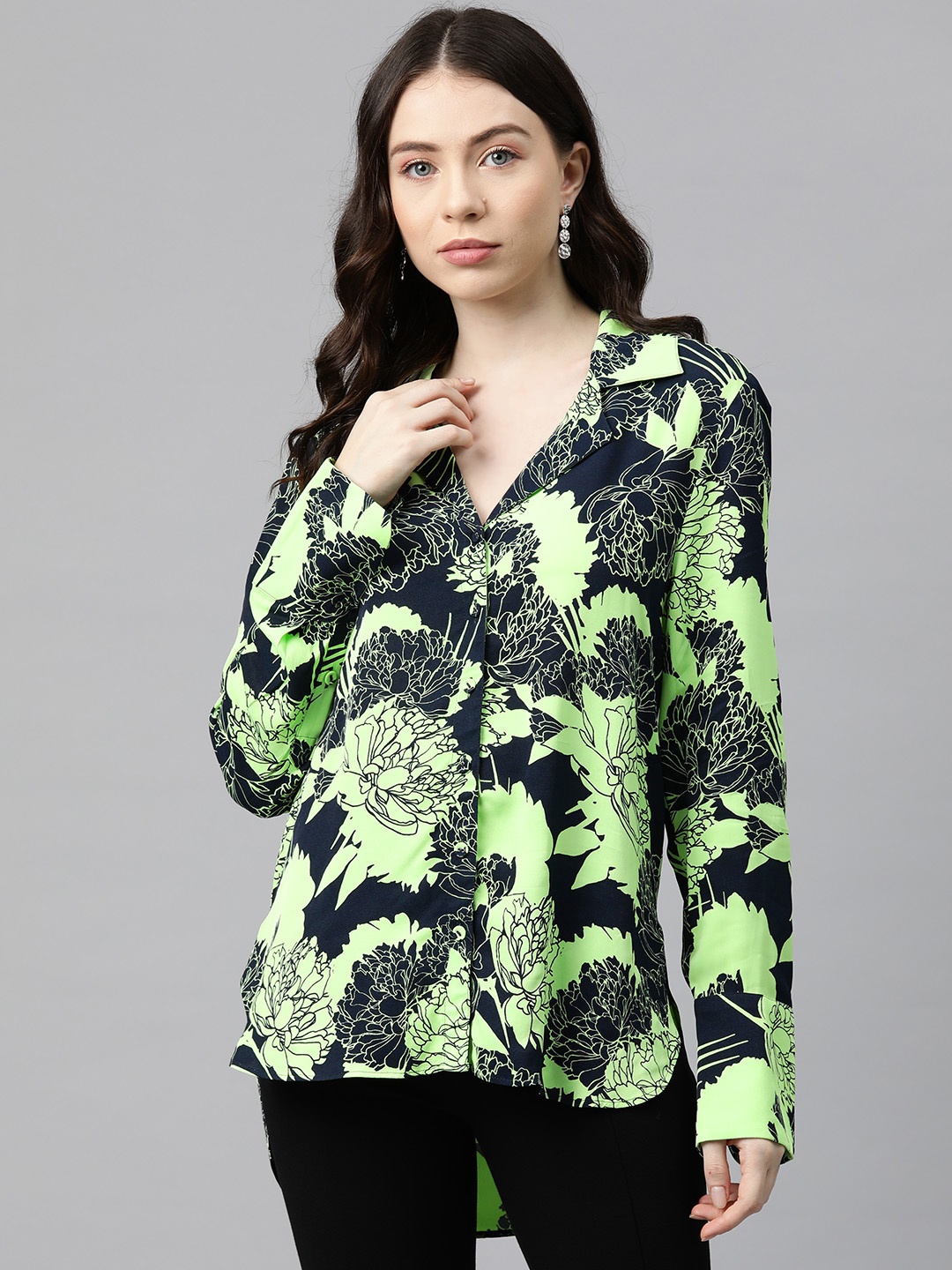 

Marks & Spencer Floral Printed Casual Shirt, Green
