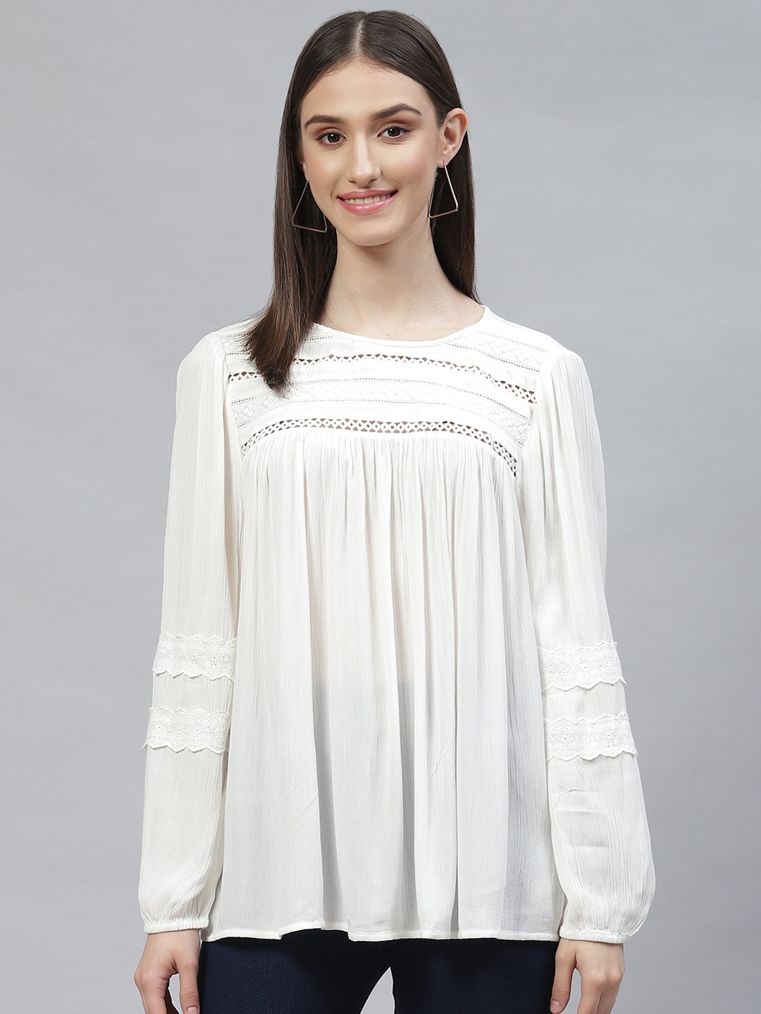 

Marks & Spencer White Lace Detailed Top