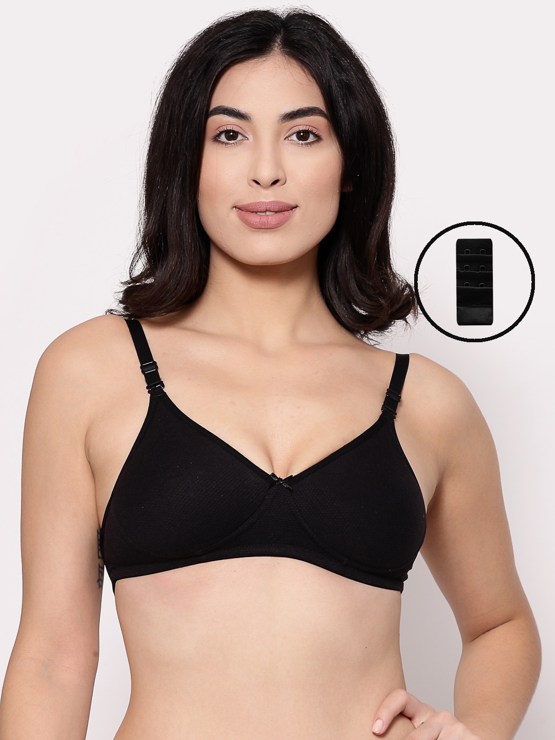 

Inner Sense Black Non-Padded & Non-Wired Seamless Cotton Bra With An Extender-ISBE100