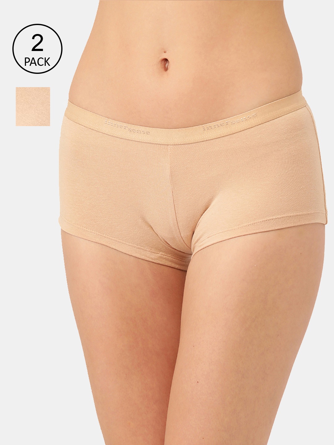 

Inner Sense Women Pack Of 2 Beige Solid Shorts Briefs