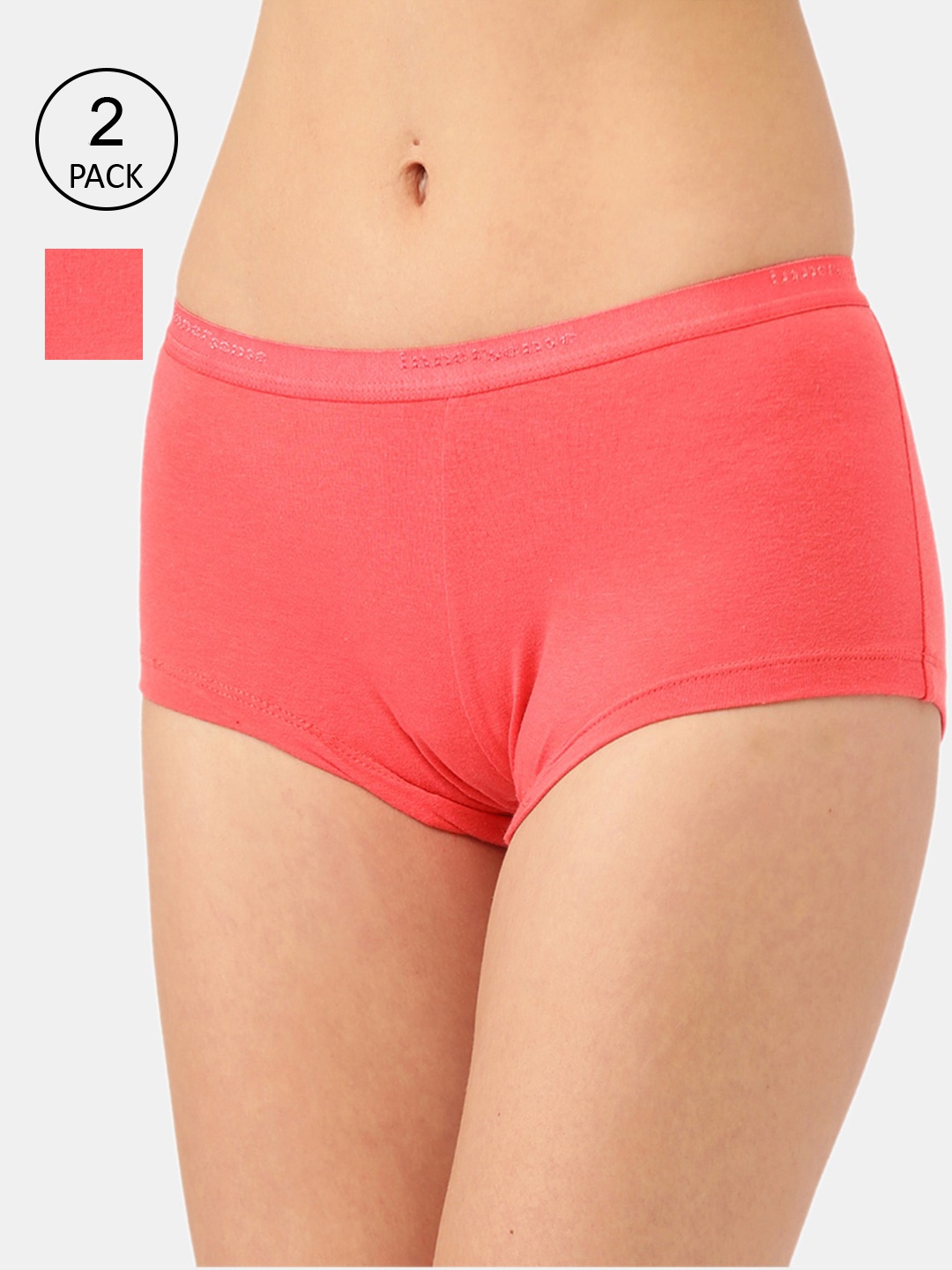 

Inner Sense Set Of 2 Women Solid Organic Cotton Boy Shorts, Pink