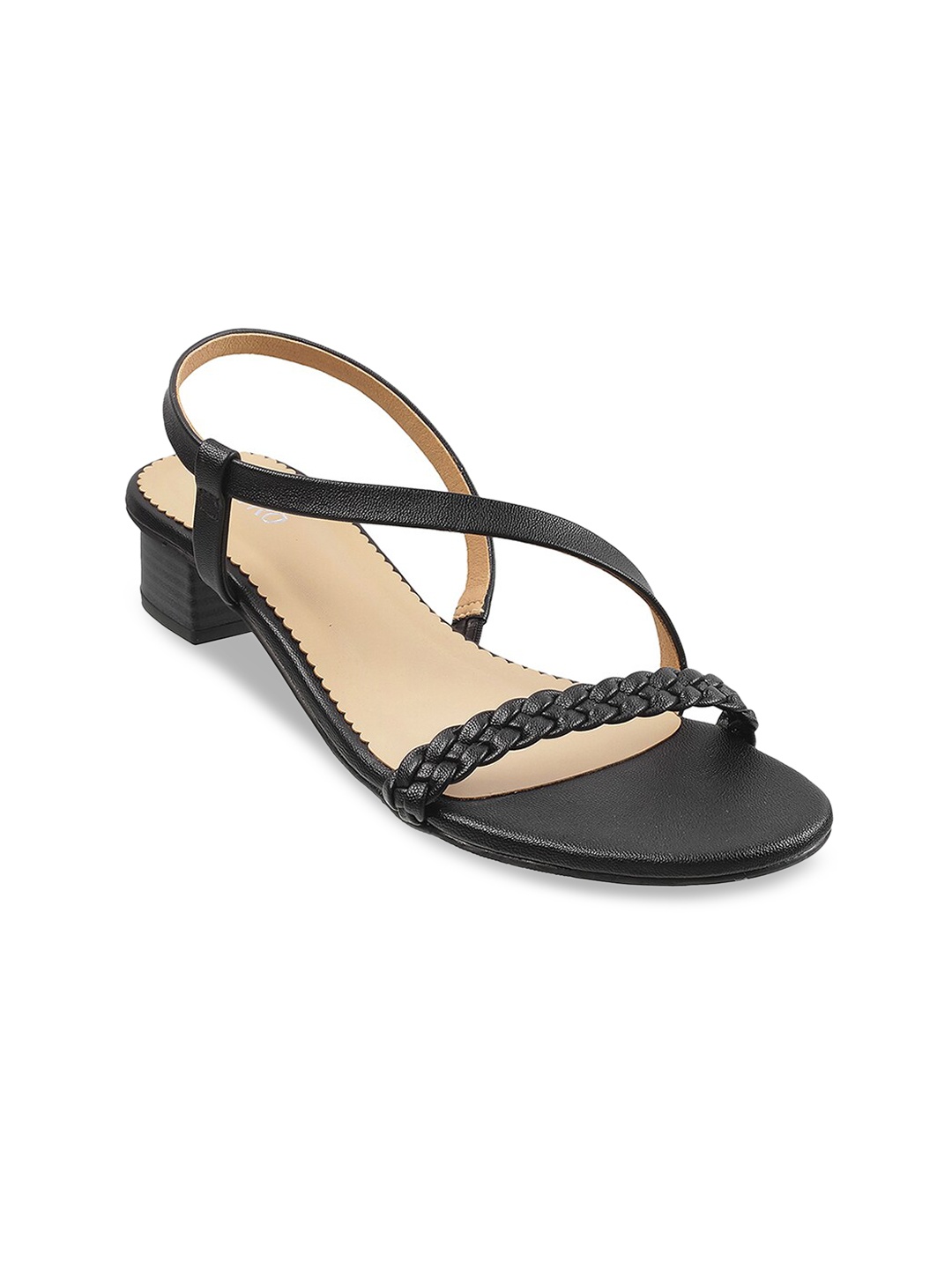 

Metro Black Textured Block Sandals