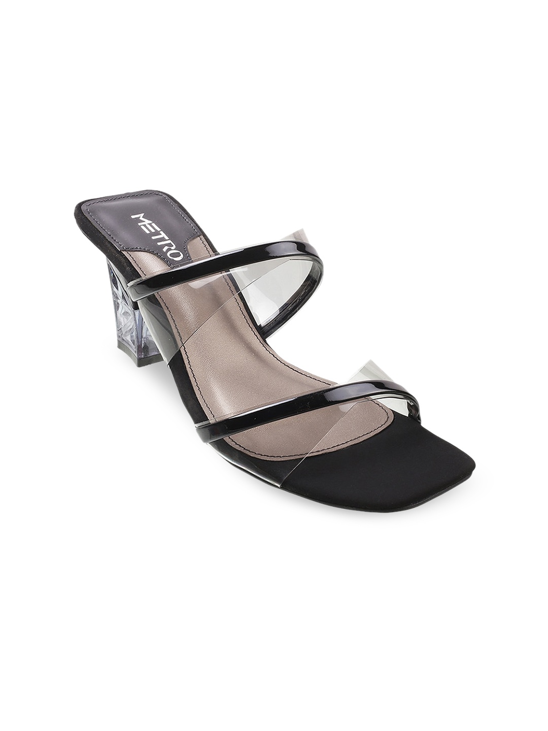 

Metro Women Black Colourblocked Block Sandals