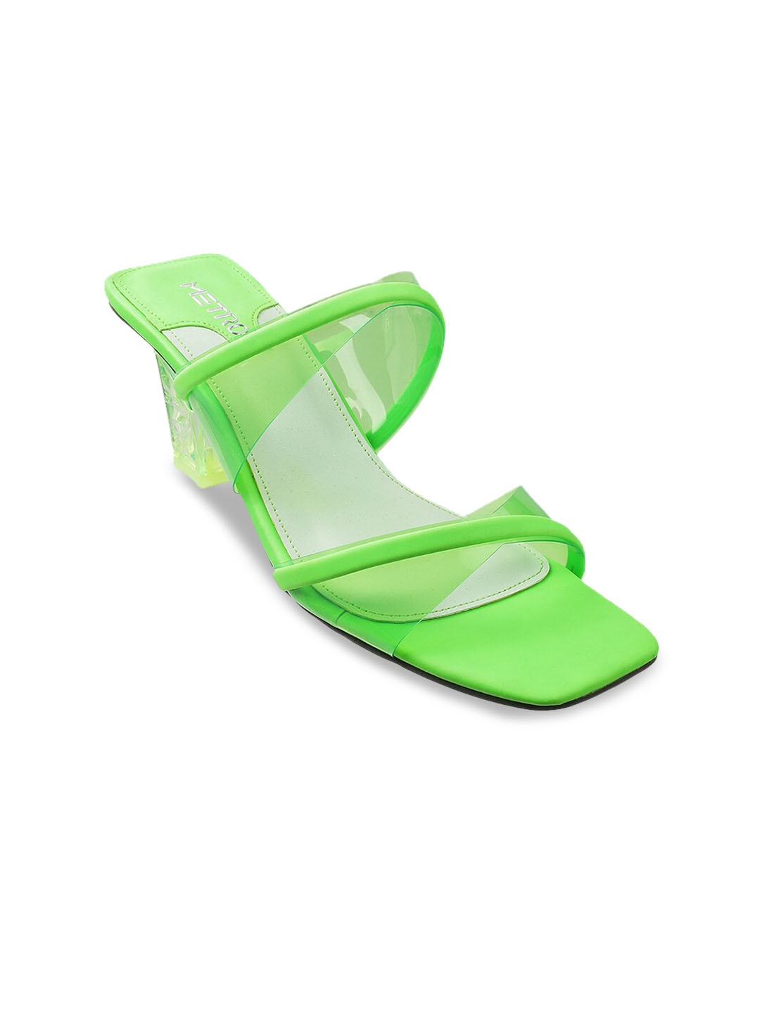 

Metro Women Green & Transparent Colourblocked Stiletto Pumps