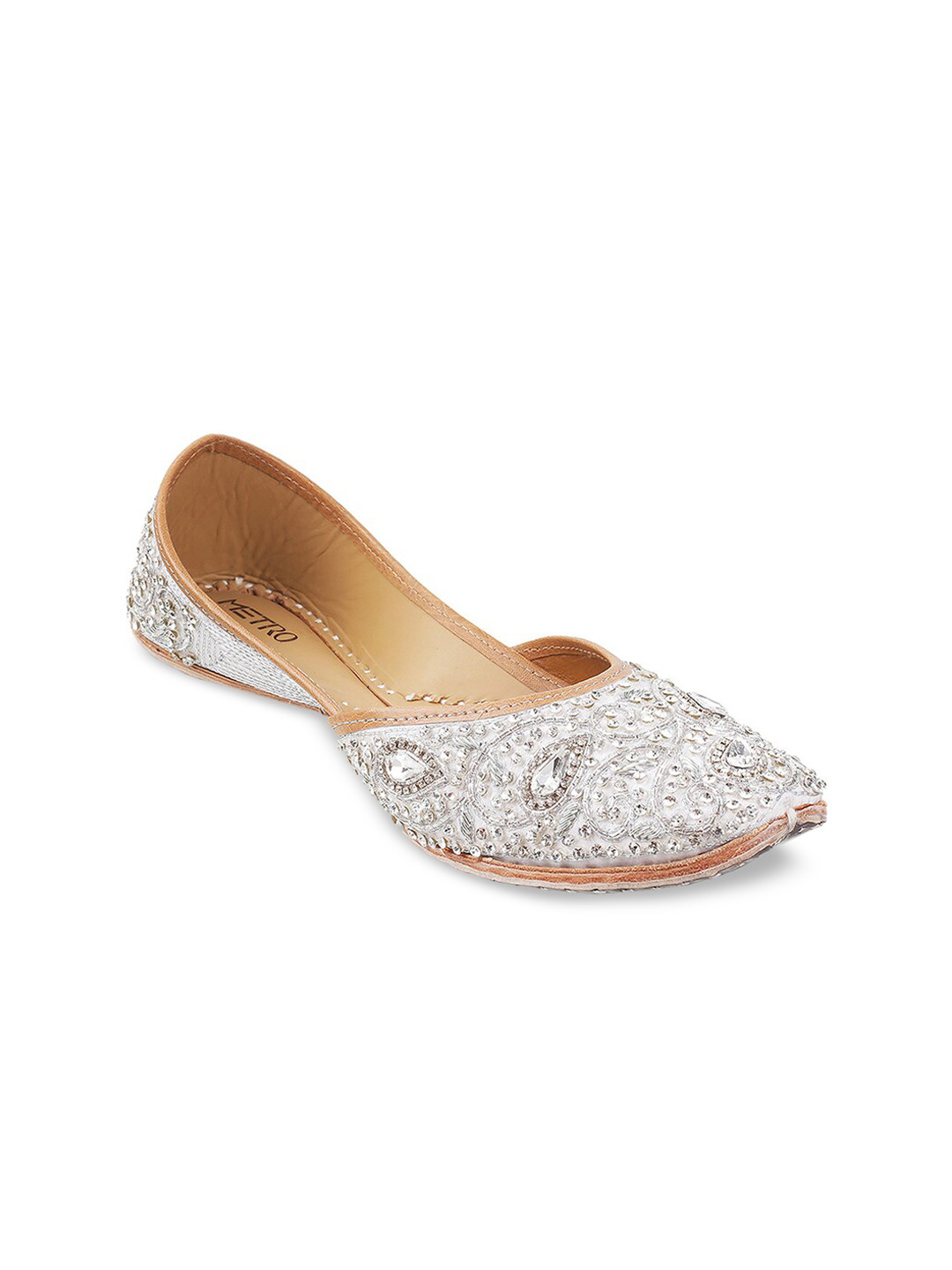 

Metro Women Silver-Toned Embellished Flats