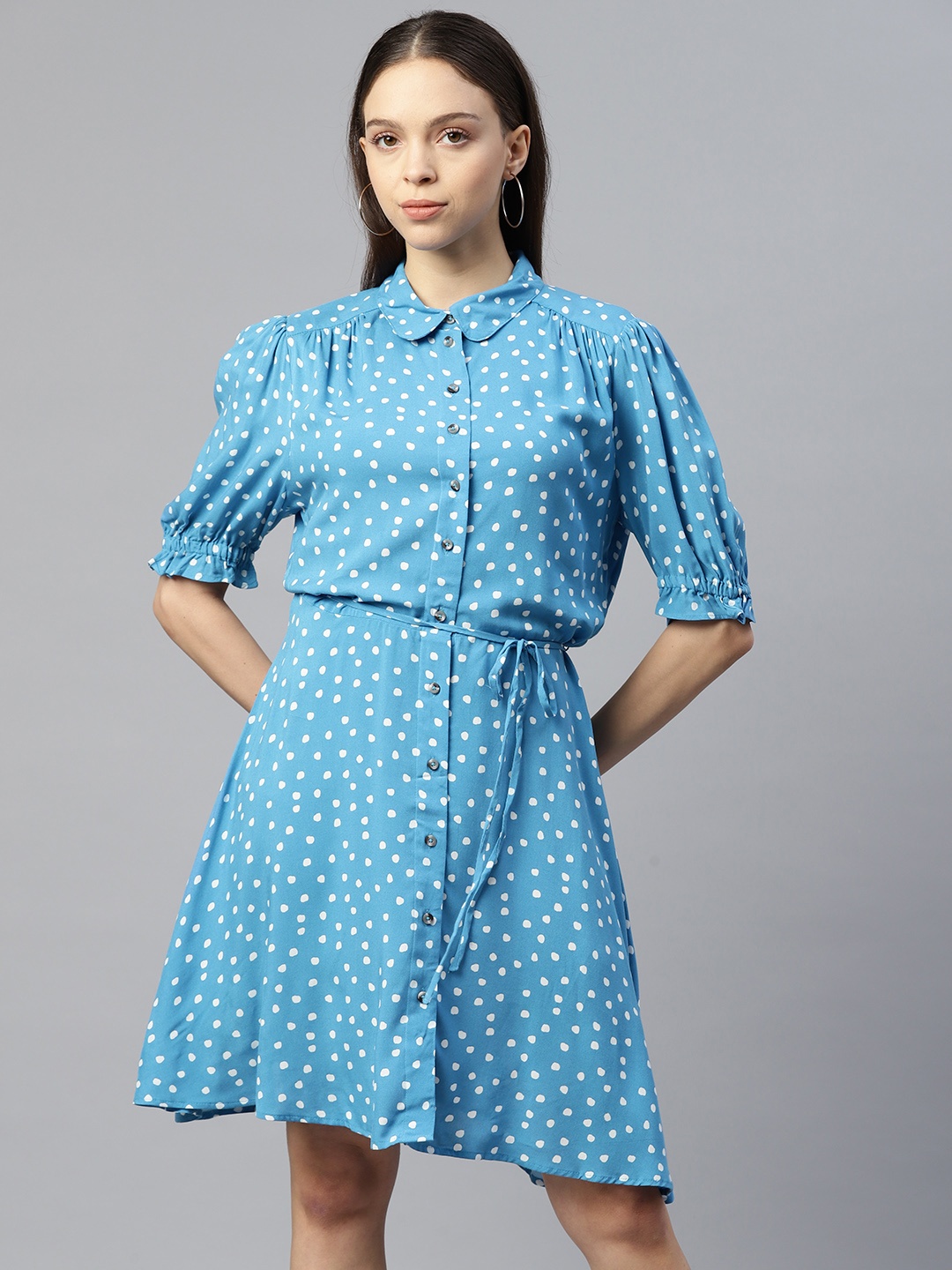 

Marks & Spencer Polka Dot Print Shirt Dress, Blue