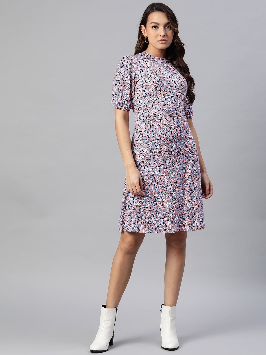 

Marks & Spencer Floral Print A-Line Dress, Blue