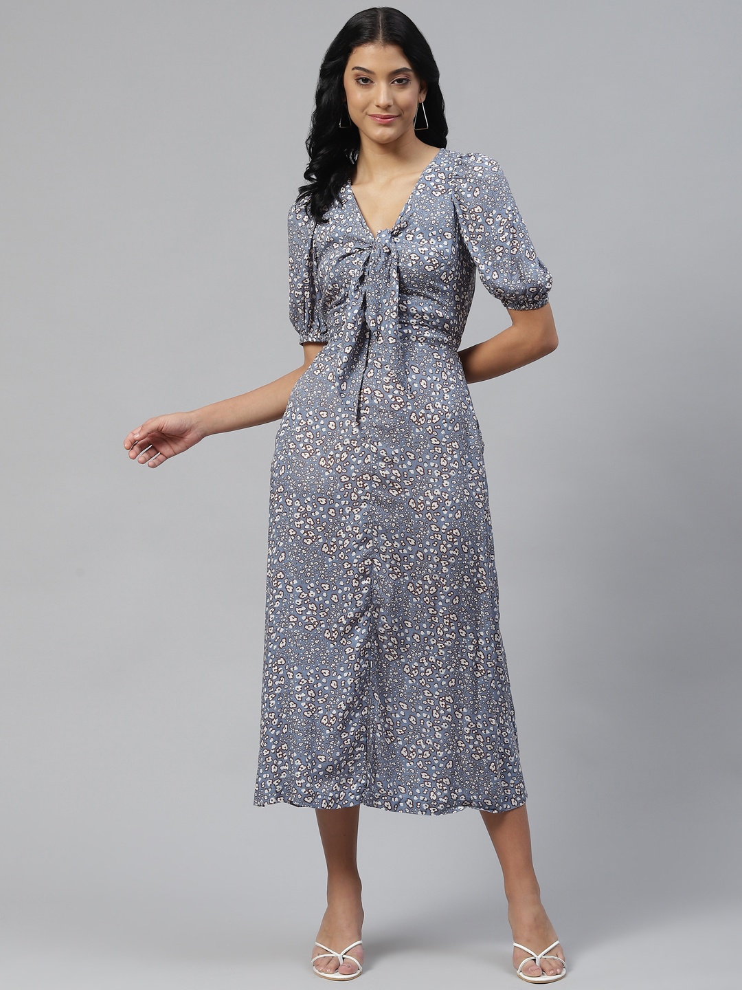 

Marks & Spencer Blue & White Abstract Print A-Line Midi Dress